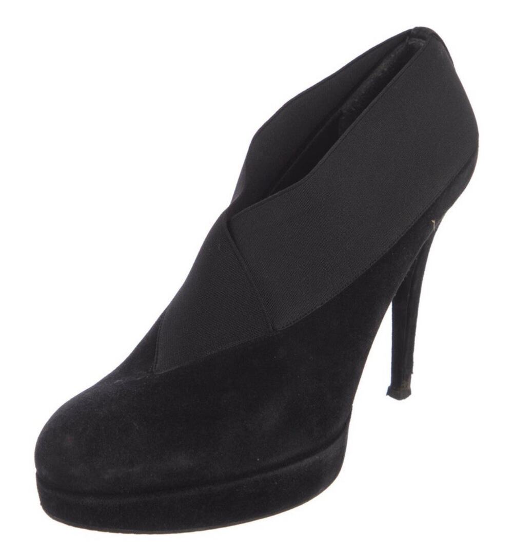 Stuart Weitzman Black Suede Stretch Shoe Boot Bootie Stiletto Heel Pumps Size 8